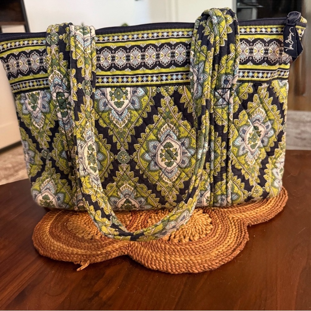 Vera Bradley Green and Blue Patterned Tote Bag